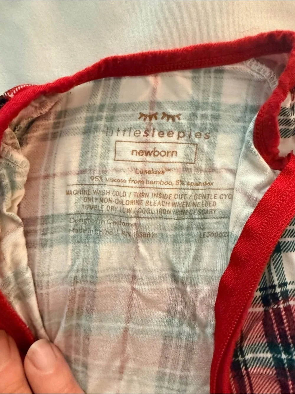 Little Sleepies Red Plaid Footed One-Piece Pajamas